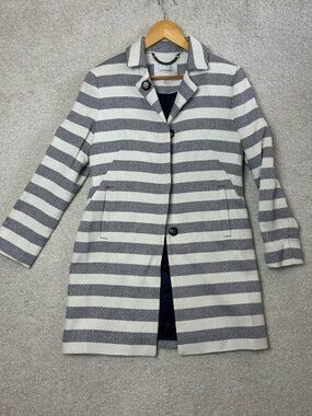 L.K. Bennett Arca Striped Blue and White Women’s Coat